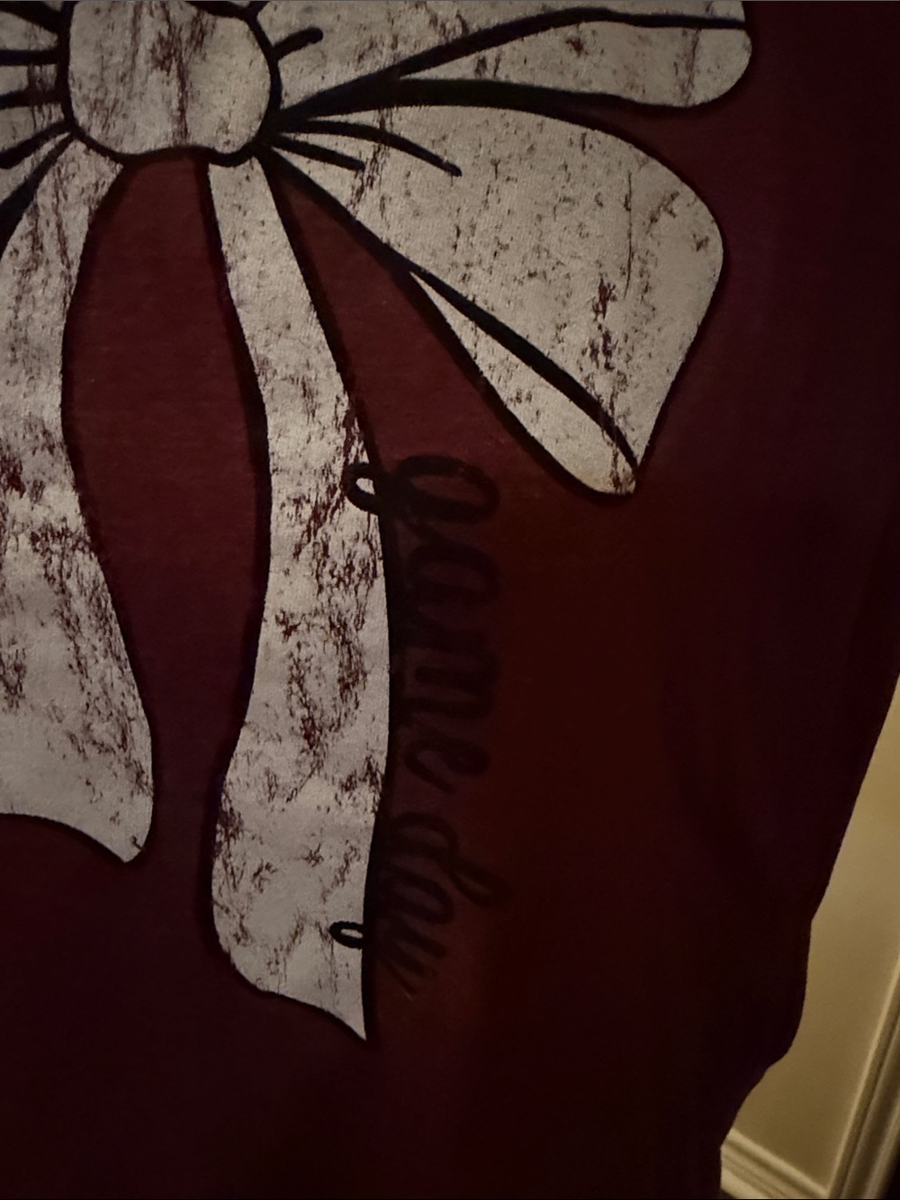 Game Day Women’s Burgundy Graphic Bow Tee